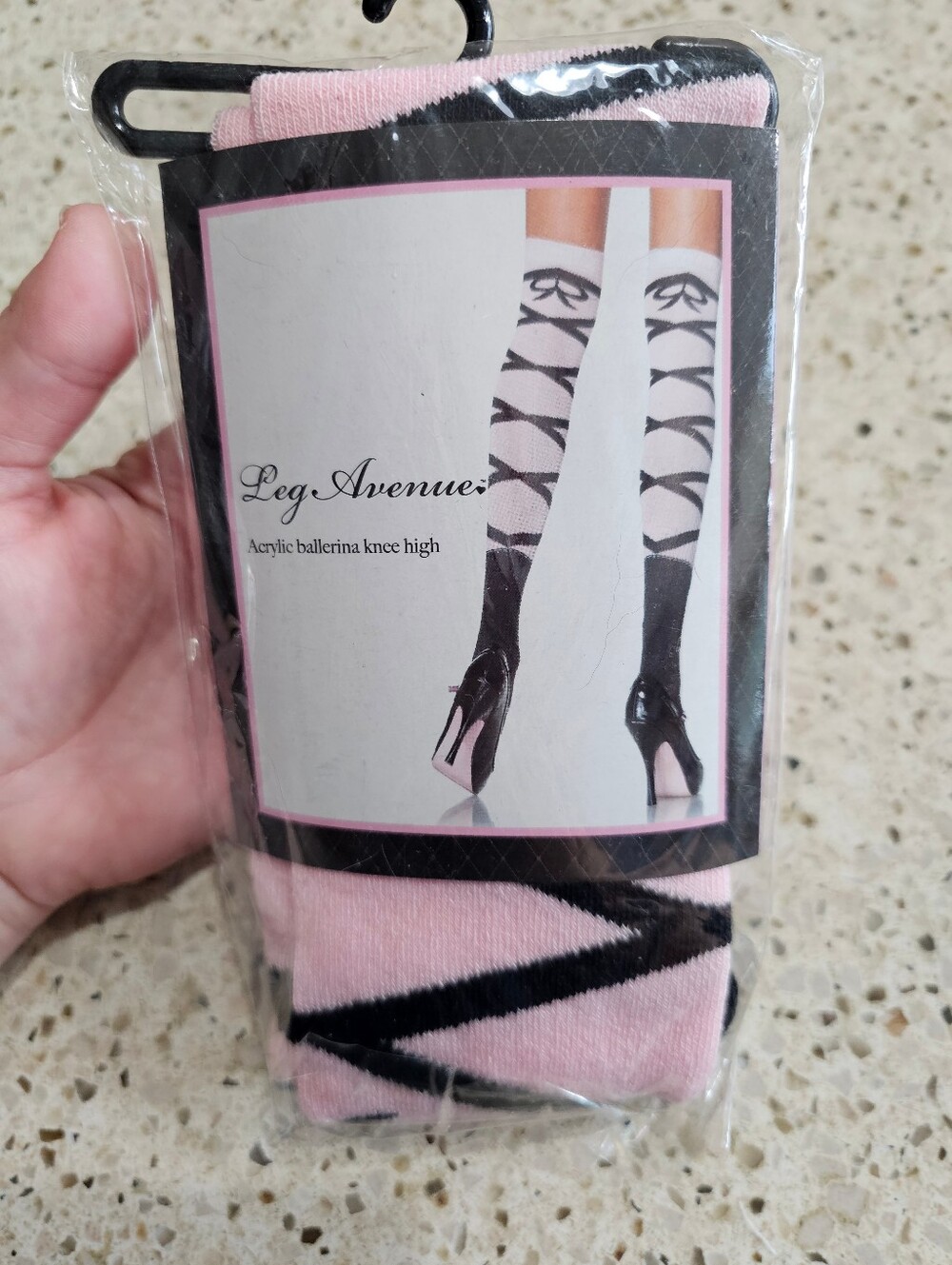 Leg Avenue Pink and Black Ballerina Knee High Socks